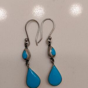 Elegant Silver and Blue Teardrop Earrings